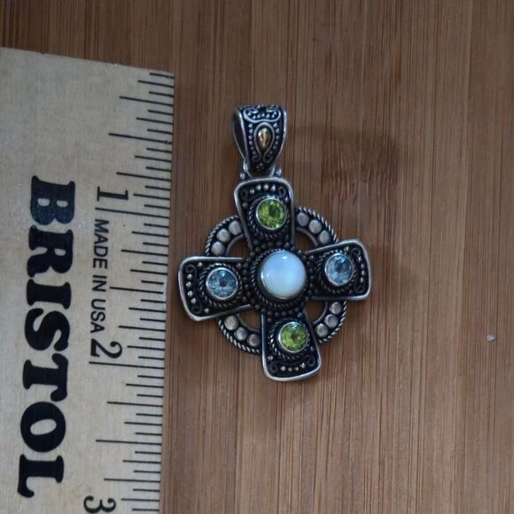 BALI SUARTI Vintage 925 Sterling Silver 18K Gold Celtic cross - Picture 5 of 5